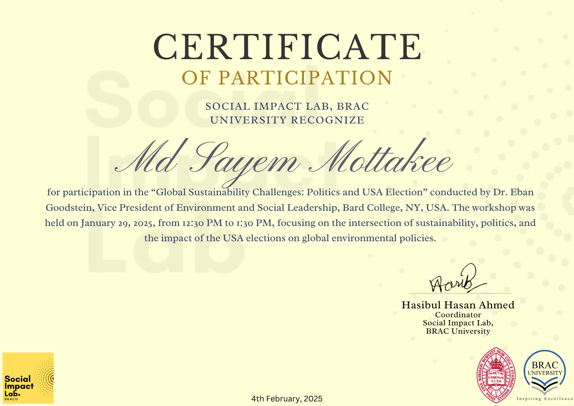 Global Sustainability Challenges: Politics and USA Election